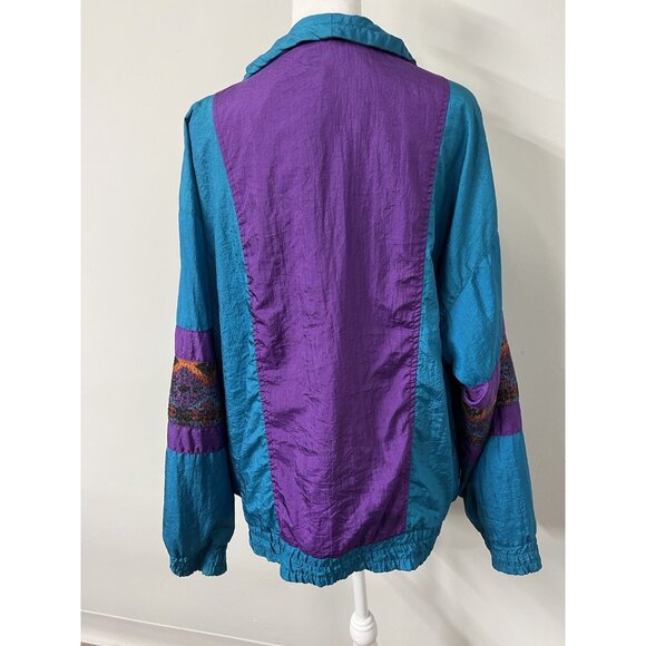 Vtg 80s 90s Women’s Med (lg) Purple Aztec Westport Jacket Colorful Windbreaker - Picture 7 of 13